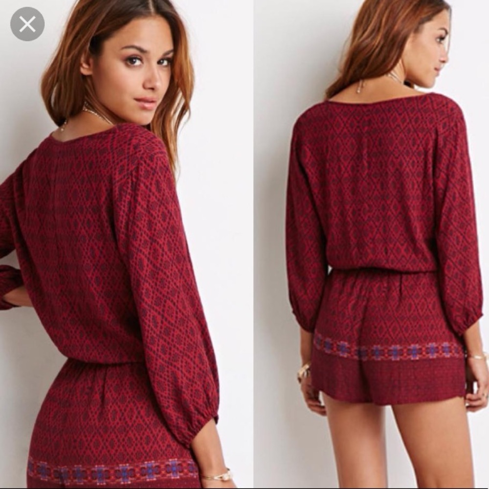 Maroon long sleeve romper!